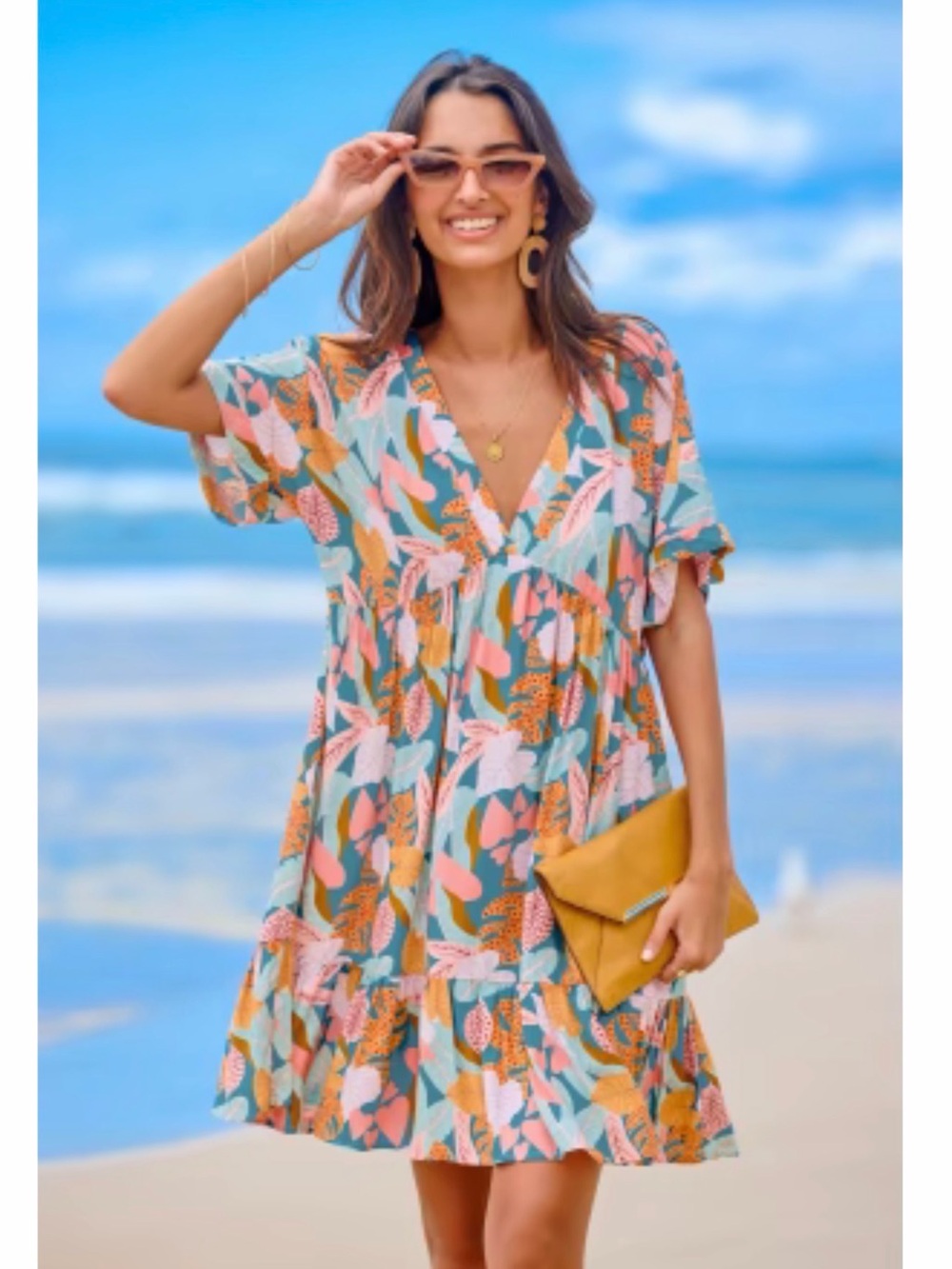 NWT Cupshe Brand Leaves Beach Coverup Dress Size X-Large
